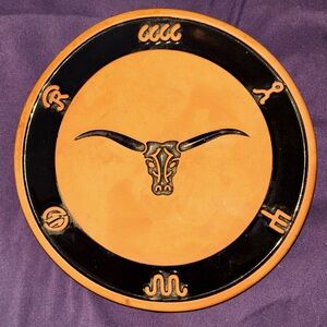 Vintage Frankoma Pottery "Cattle Brands" Trivet – Red Clay – Mid-Century Western
